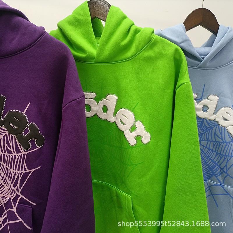 Nuovo brand trendy europeo e americano Sp5der felpa con cappuccio felpa tuta stampa ragnatela hip-hop uomo
