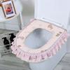 Toilet Seat Zipper, Large Caliber Seat Cushion Warm Seat Cushion All Cotton Lace Washable and Waterproof