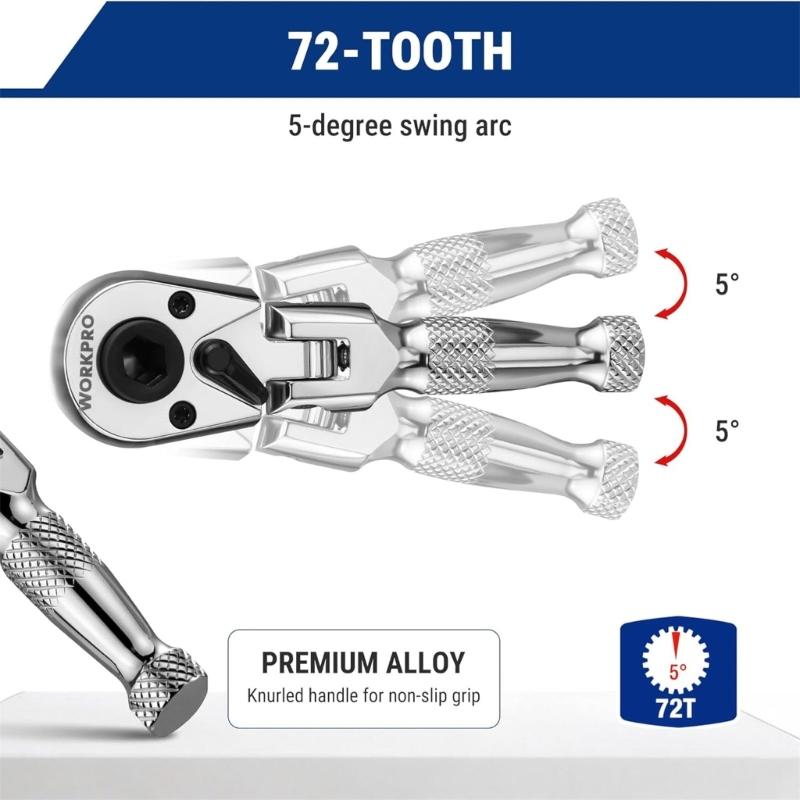 1/4inch Drive Ratcheting Wrench Featuring 72Tooth Mechanism And Reversible Switching For Precise Work Socket Wrench