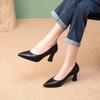 Retro burgundy high heels autumn new pointed commuting light mouth stiletto temperament professional single shoes