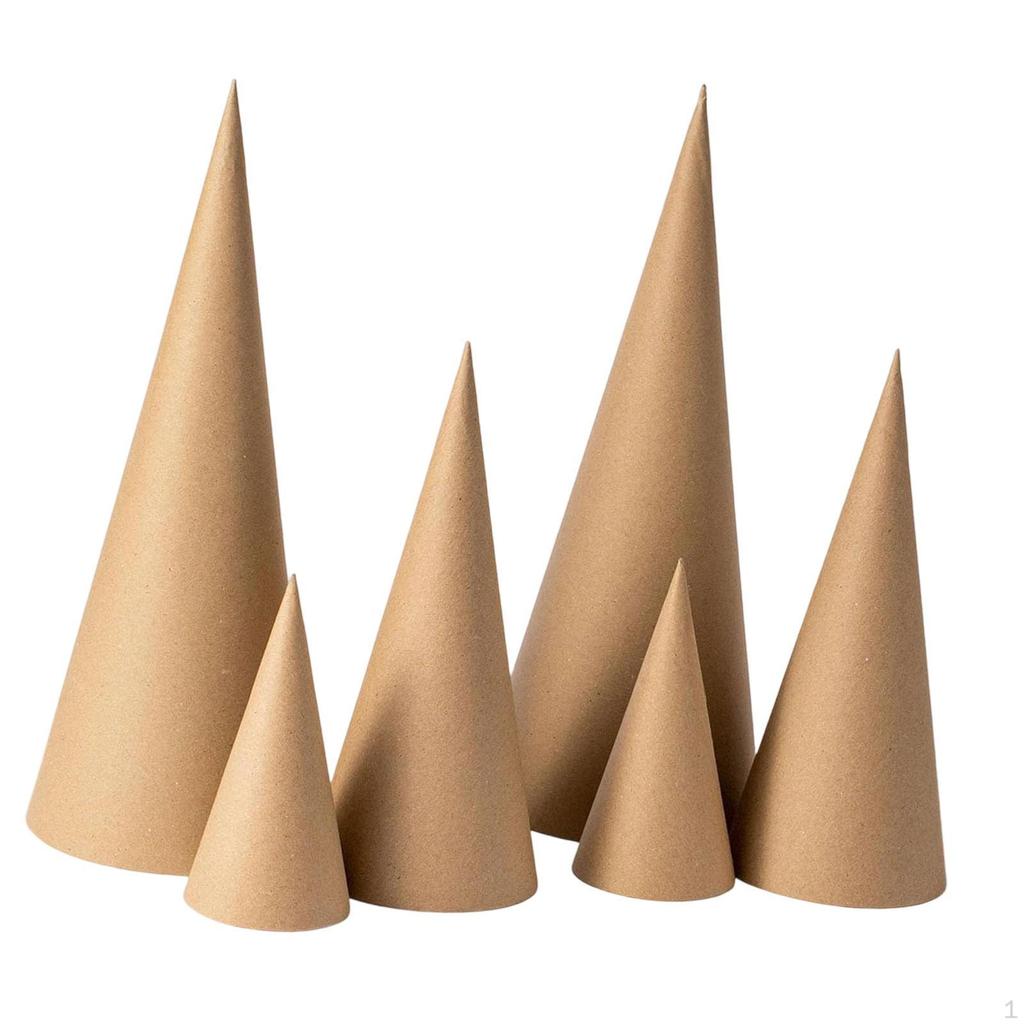 6 Open-bottom Paper Mache Cones, Imaginative Decoration for Crafts, Painting, And Party Hat