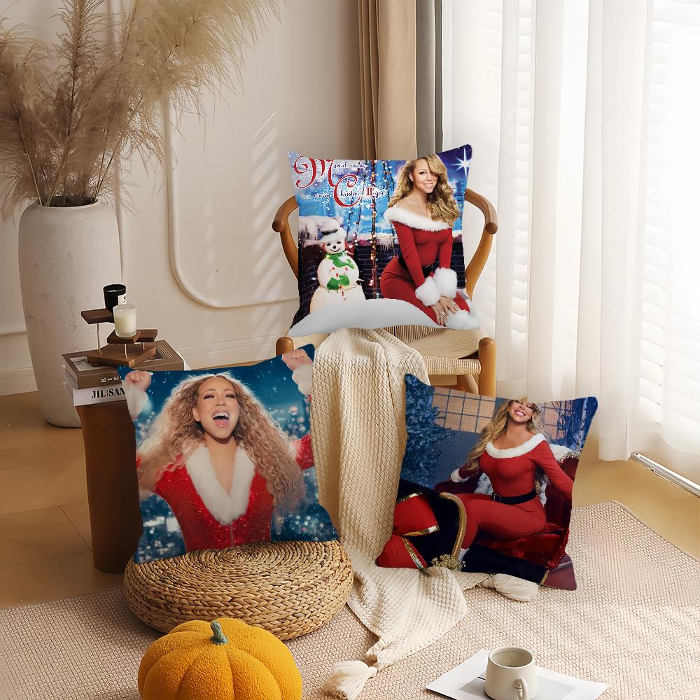 Funda de almohada Merry Christmas de la cantante Mariah Carey Cojines de oficina Adecuado para sofá coche dormitorio Funda de cojín decorativa