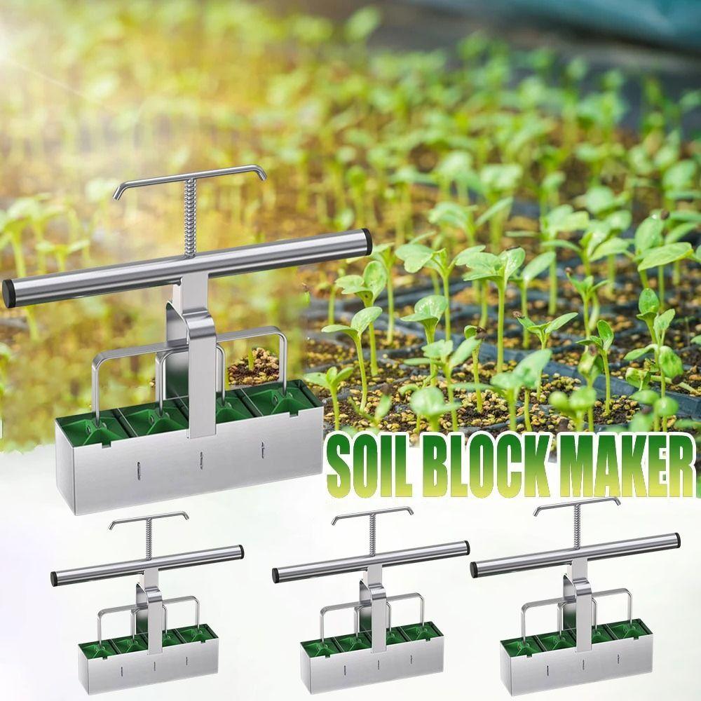 Robustní půdní blokovač Praktické zahradní blokovací nástroje 4-článkový výrobník půdních bloků Venkovní rostliny