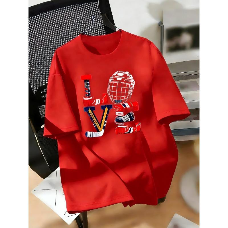 Kids Teens Hockey Exclusive Romance Graphic Short Sleeve Casual Summer T-Shirt