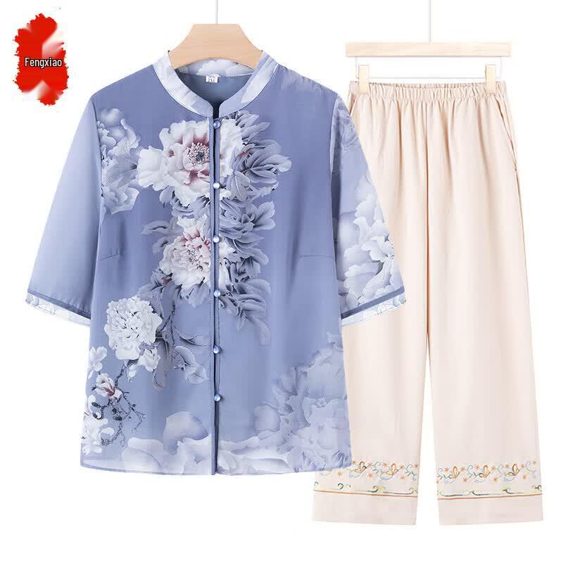 

Women s Floral Chiffon Spring/Summer Blouse