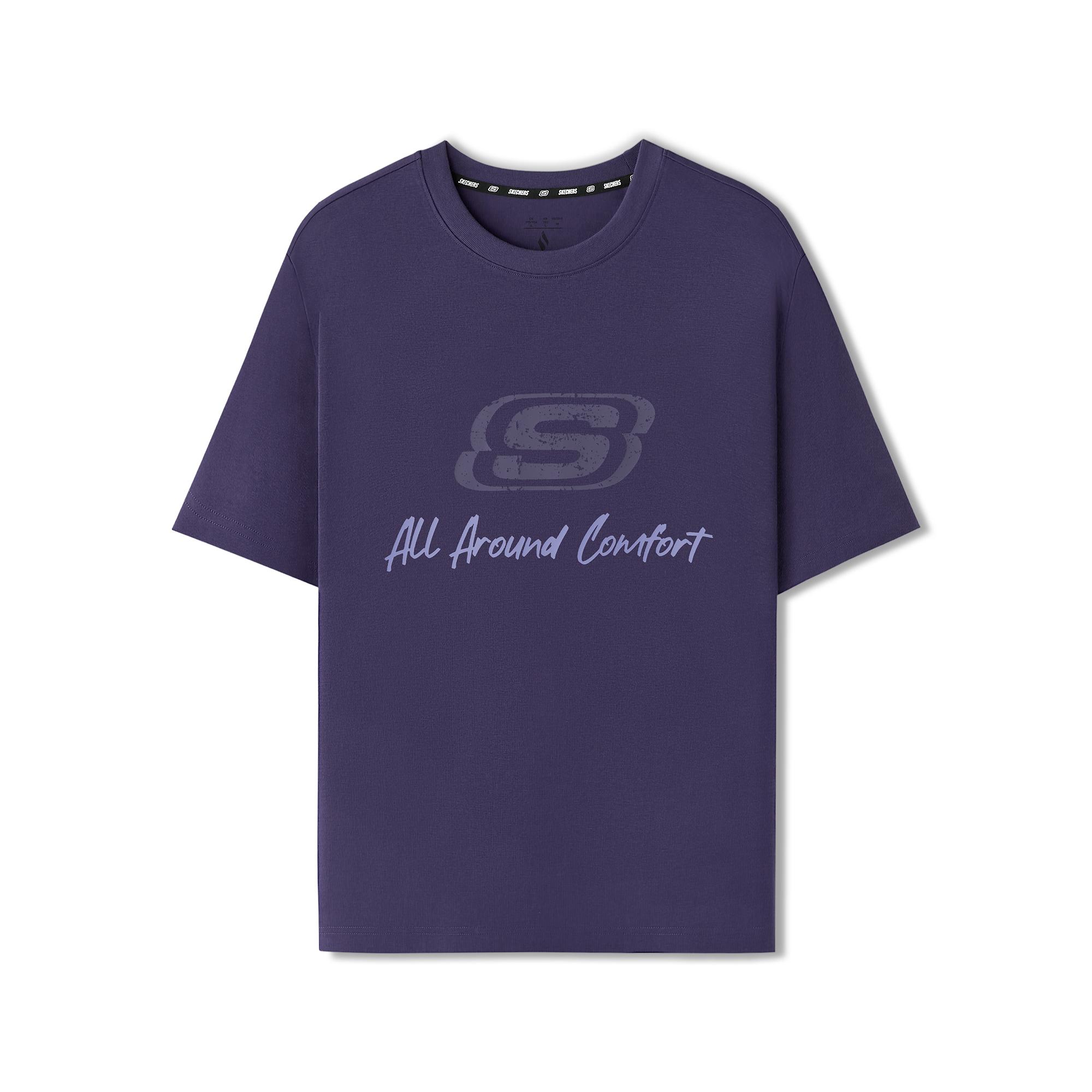 Skechers Knitted Cool Breathable Comfortable Soft Basic Versatile Fashion Simple Round Neck Short Sleeve T-Shirt Unisex Tops L225U129-05HS XS