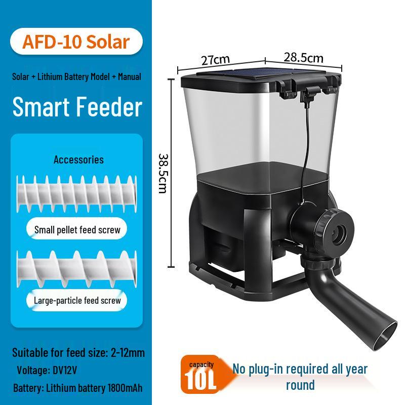 Jebao Solar-Powered Koi Pond Feeder - Large Capacity, Rainproof, Year-Round Use