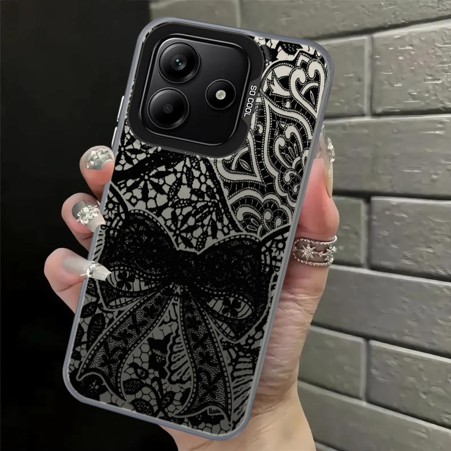 

Cool Black Lace Back Phone Cover Case for Xiaomi Redmi Note 14 11s Note 13 Pro Plus 11 12 Pro 12s Redmi Note 9
