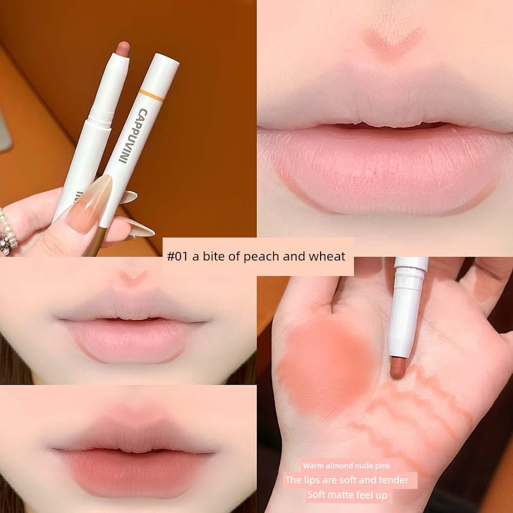 Rose Pink Lipstick Lip Glaze Korean Style Women's High Cloud Lip Mud Women's Team Color No Stain on Cup Lipstick Pseudo Plain Matte Lip Light Mist