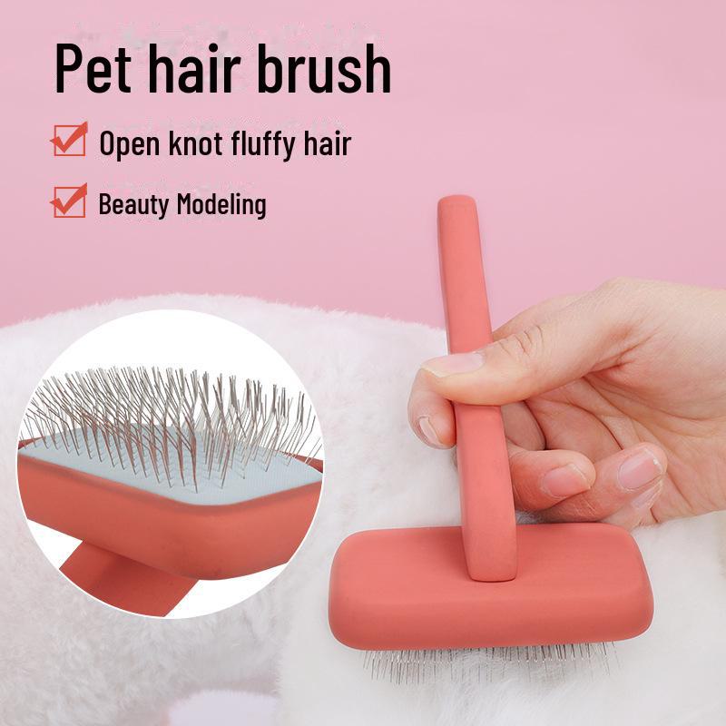 Solid Wood Pet Comb with Fluffy Needles and Detangle Knife
