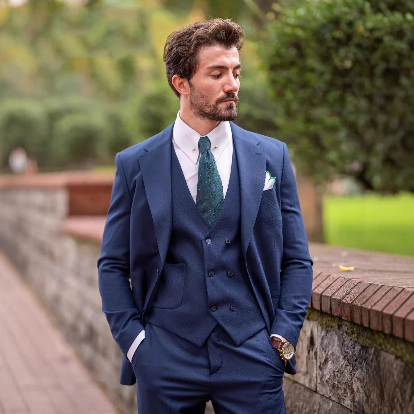 

Мужские костюмы из 3 предметов приталенного силуэта с пиковым лацканом, элегантные, для свадьбы, бизнеса, вечеринки, комплект: пиджак, жилет, брюки, высокое качество S