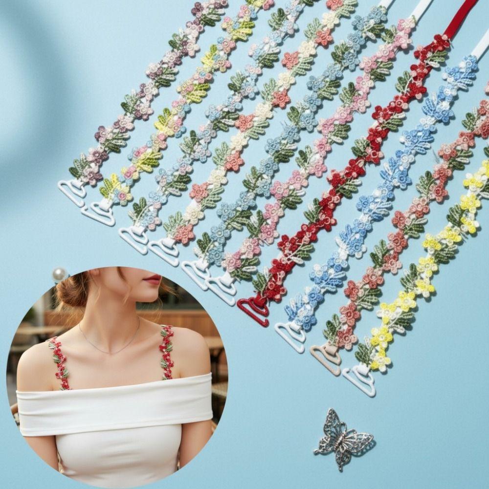 1pair Adjustable Floral Bra Straps Lace Flower Floral Shoulder Belts Creative Shoulder Straps Women