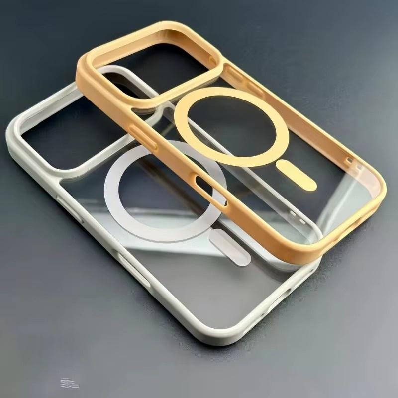Luxusní nárazuvzdorný kryt s podporou bezdrátového nabíjení Magsafe pro iPhone 17 Air 16e 15 14 Plus 13 12 Mini Pro Max Průhledný magnetický kryt