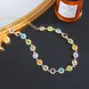 2PCS Colorful Zircon Necklaces Bracelets Sets Fashion Exquisite Flower Stainless Steel Jewelry For Women Daily Party Accessories