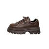 Höhenvergrößernde Schnür-Britisches Stil Kleine Lederschuhe Damen Samt Einzelne Schuhe Braun College-Stil Plateau Damenschuhe