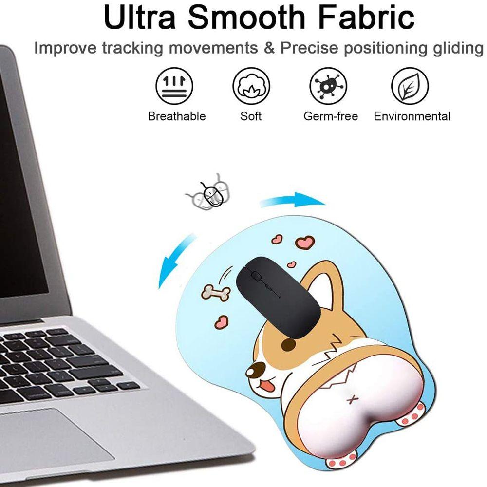 Comfortable for PC Cute Gaming Non Slip 3D Mouse Mat Wrist Rest Wrist Support Corgi Mouse Pad