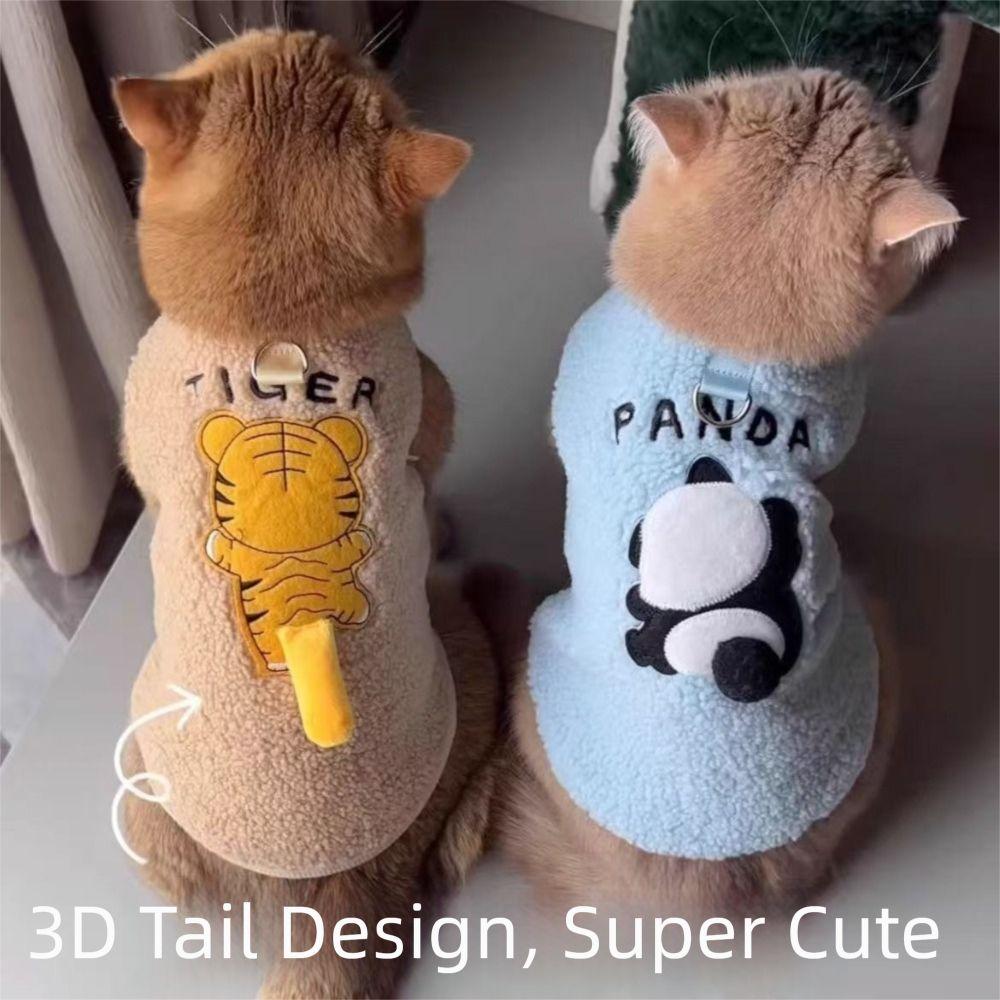 Soft Dog Jacket Plush Pet Clothes Cute Cat Sweater  for Puppy Cats