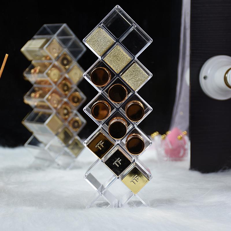 28-Slot Vertical Lipstick & Gloss Display Stand - Transparent Fish-Shaped Holder