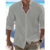 Men's Summer Autumn White Shirt Man Long Sleeve Cotton Linen Shirt Solid Clothing