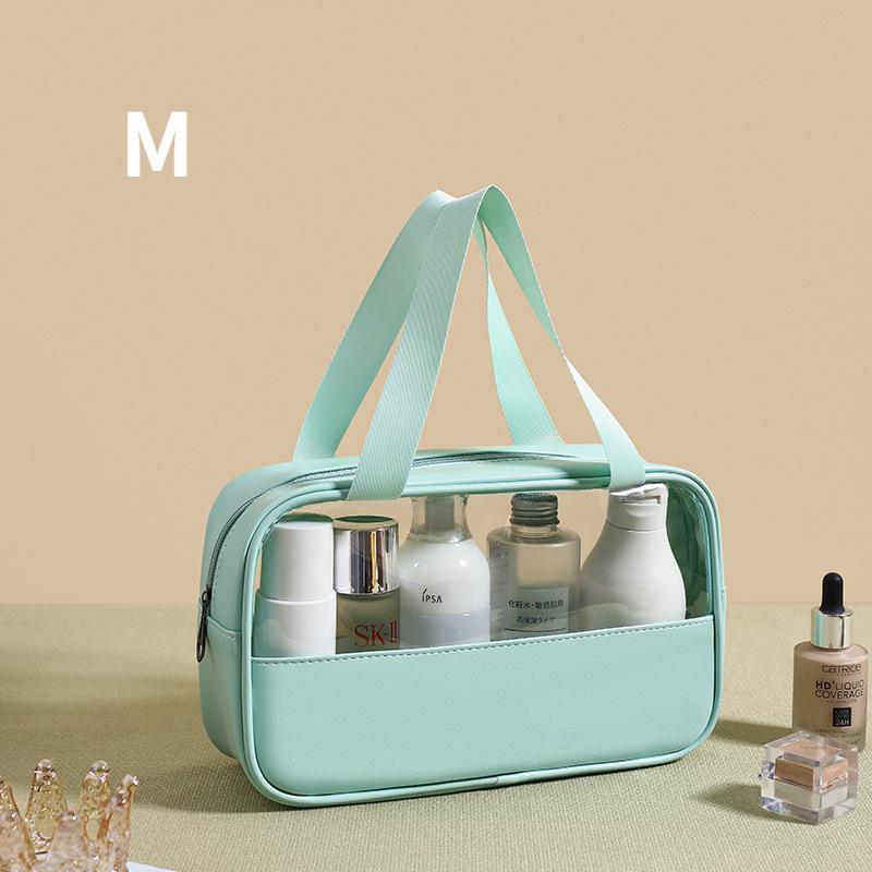 Women PU Cosmetic Storage Bag Portable Travel Wash Bag Fitness Large Capacity Cosmetic Organizer Waterproof Transparent PVC