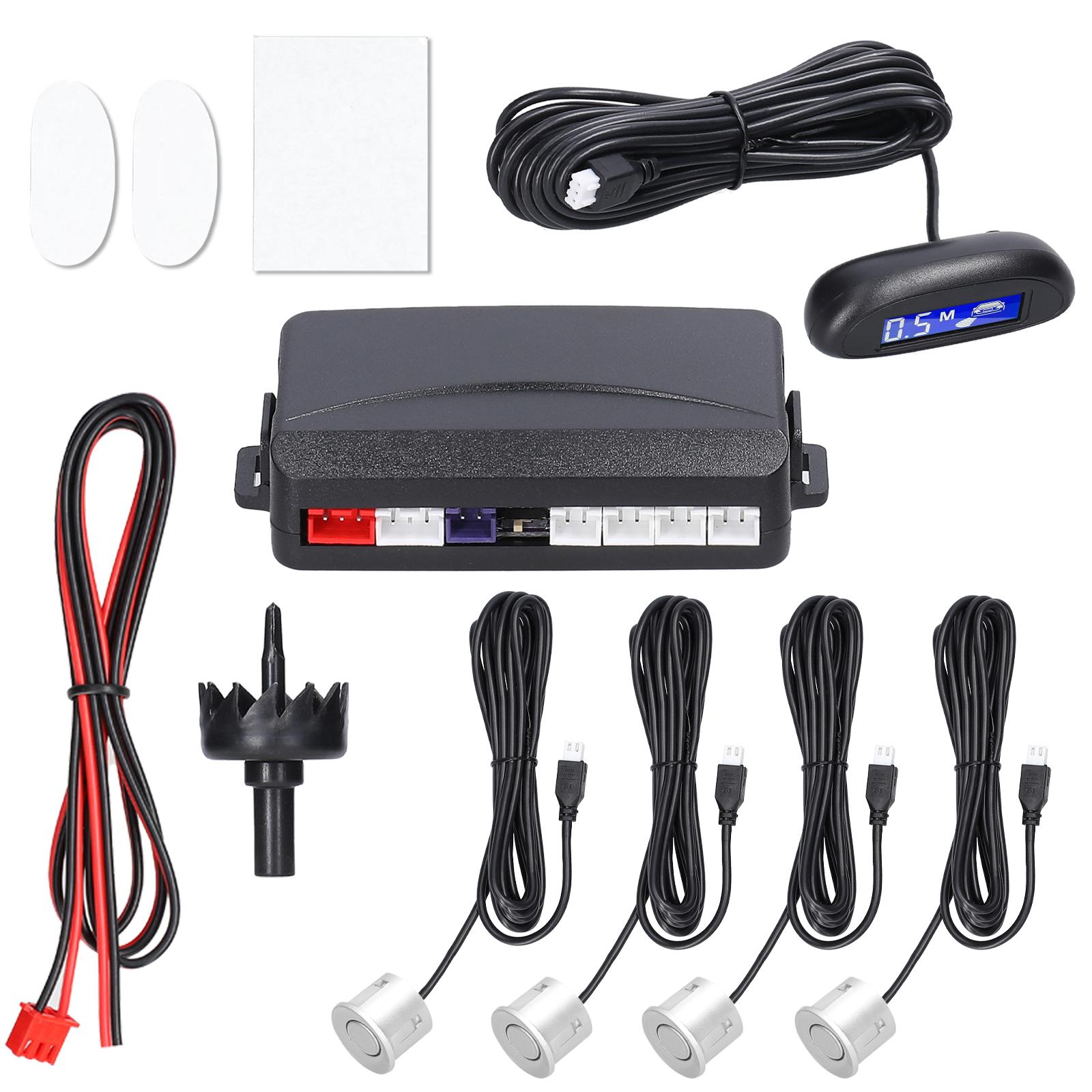 

Датчик парковки автомобиля, система задних радаров заднего хода с 4 датчиками парковки, ЖК-дисплей с функцией определения расстояния серебряный