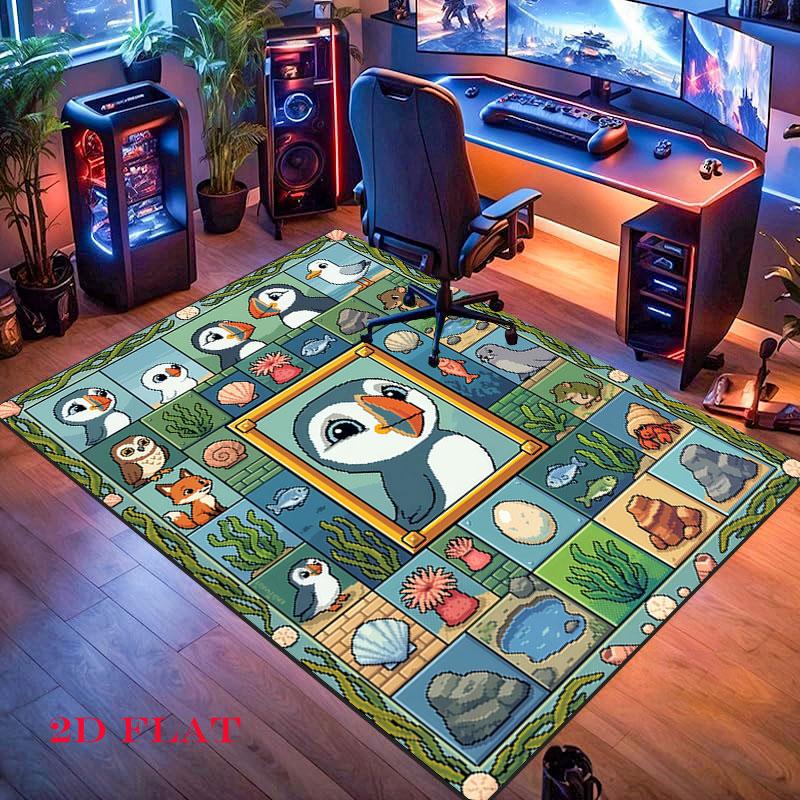 Puffin Rock poster Carpet Rug for Living Room Bedroom Home Sofa Decoration,Kids play Nonslip Floor Mat