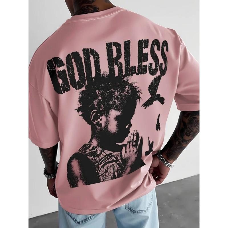 Summer New Men's T-shirt Summer Casual Overszied Fashion Comfortable Breathable Letter Pattern Printed Short Sleeve Tops