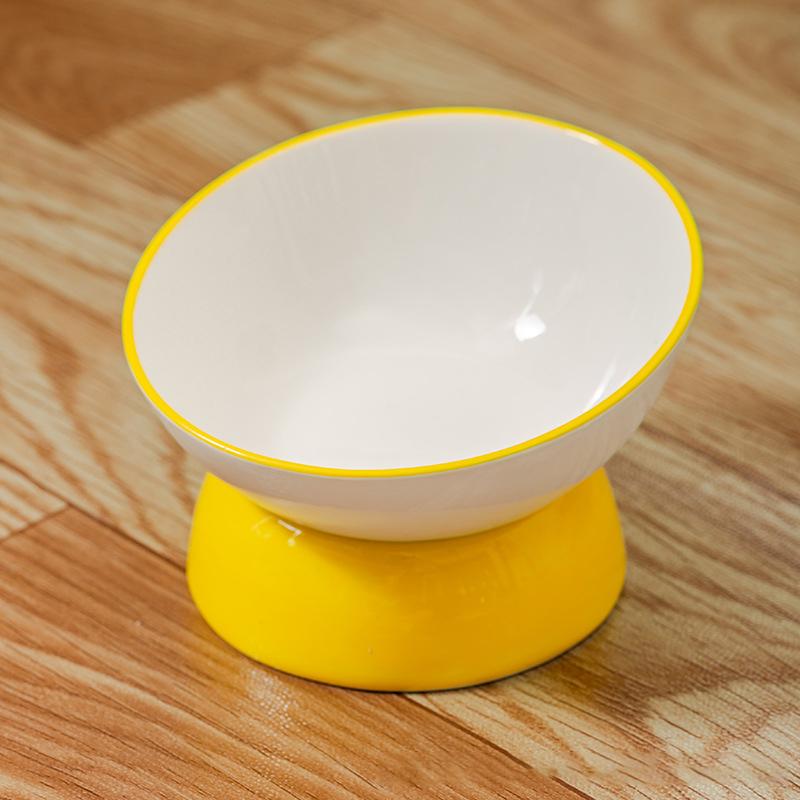 1pc Cat Bowl, Ceramic Cat Inclined Food Bowl Water Bowl For Neck Protection, Indoor Cats Feeding Supplies