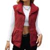 Damen Winter Fleece Weste Weiche Reißverschluss Weste Mode Leichte Weste Outdoor Weste mit Taschen Rot XL