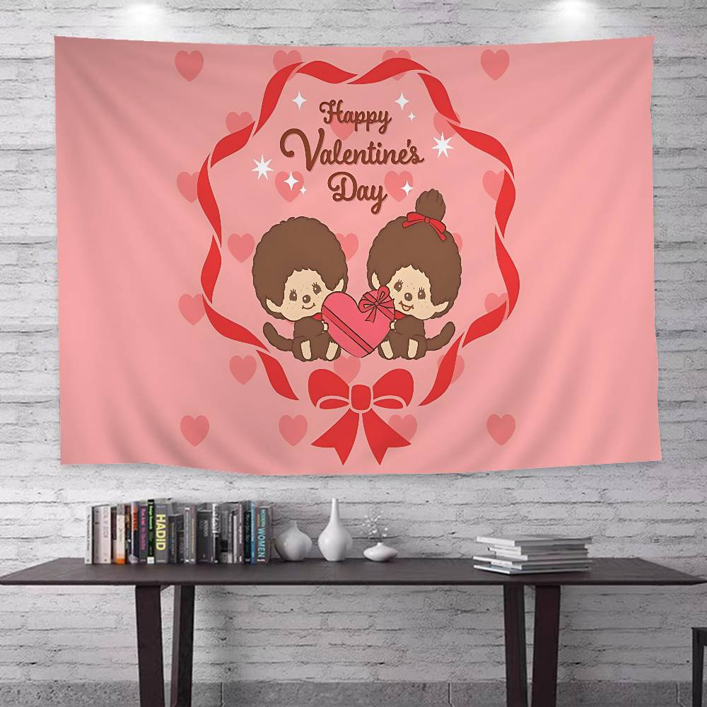 Japanese Cute Doll MMonchhichiS Cartoon Tapestry Art Science Fiction Room Home Decor Wall Hanging Sheets