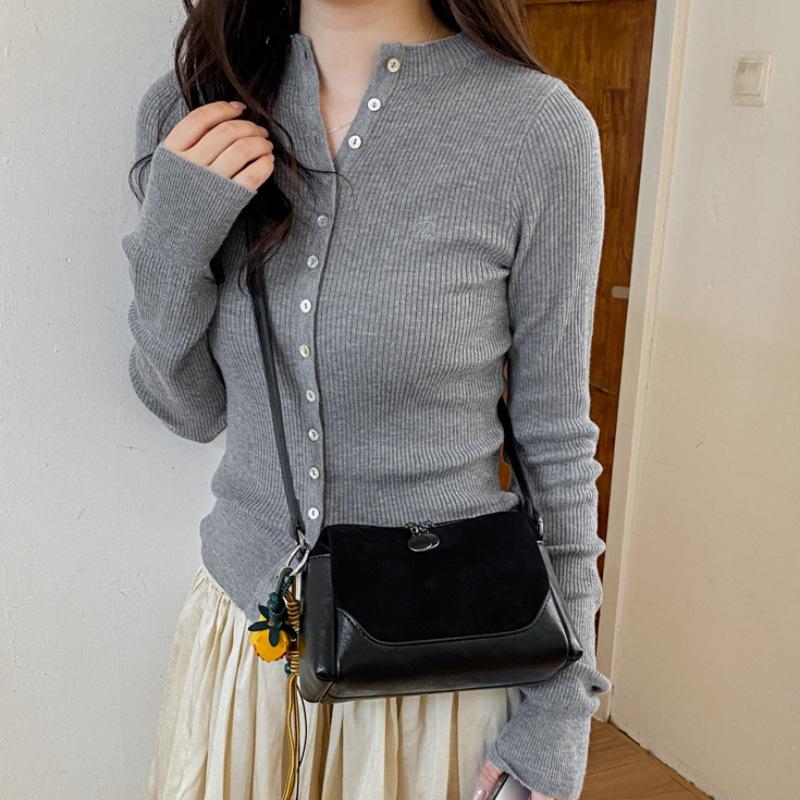 Retro Maillard Frosted Color Block Shoulder Bag - 2026 Early Autumn Women's Crossbody for Casual Commute