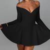 European and American Autumn and Winter Small Fragrance Style Elegant Slim Fit Waist Cinched A-line Long Sleeved Dress