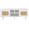 Rattan TV Stand, Boho TV Cabinet for 55 inch TV, Mid Century Modern TV Stand, Rattan TV Console with Adjustable Shelfs for Living Room, Media Room,
