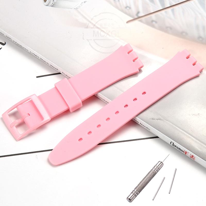 Silicone Watch Band For Swatch 17mm 19mm 20mm Pin Buckle Waterproof Bracelet Wristband Watch Accessories