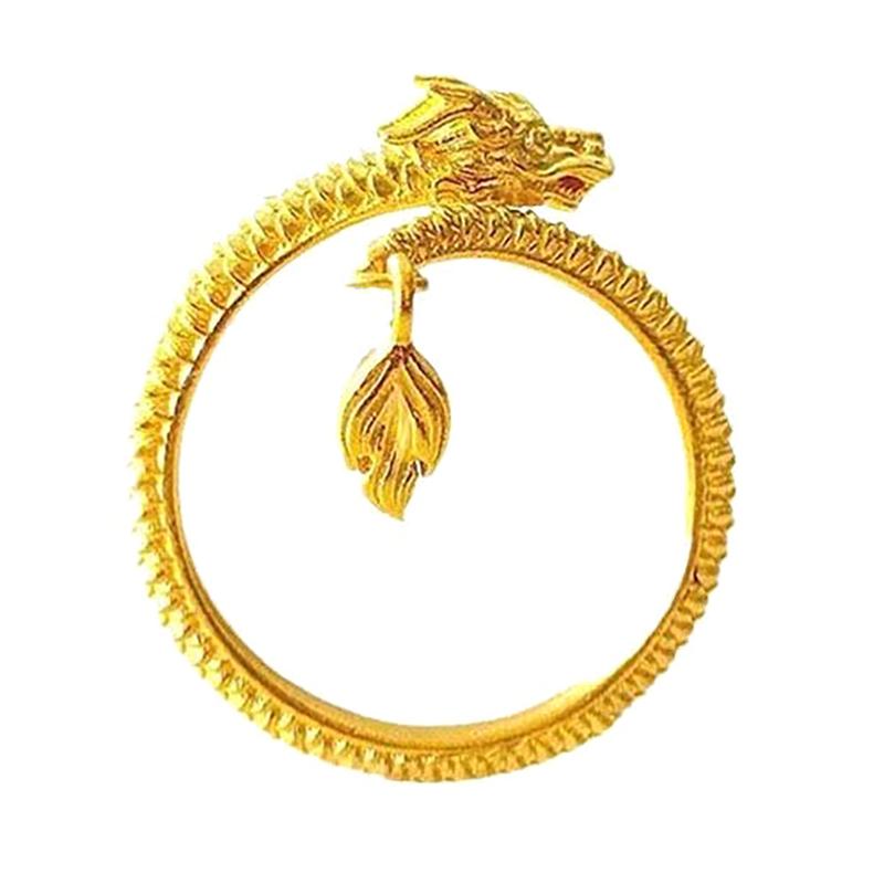 New Waterproof Cool Trendy Gold Plated Copper Dragon Adjustable Tail Ring Unisex Fashion Jewelry Newyear Gifts For Women Men