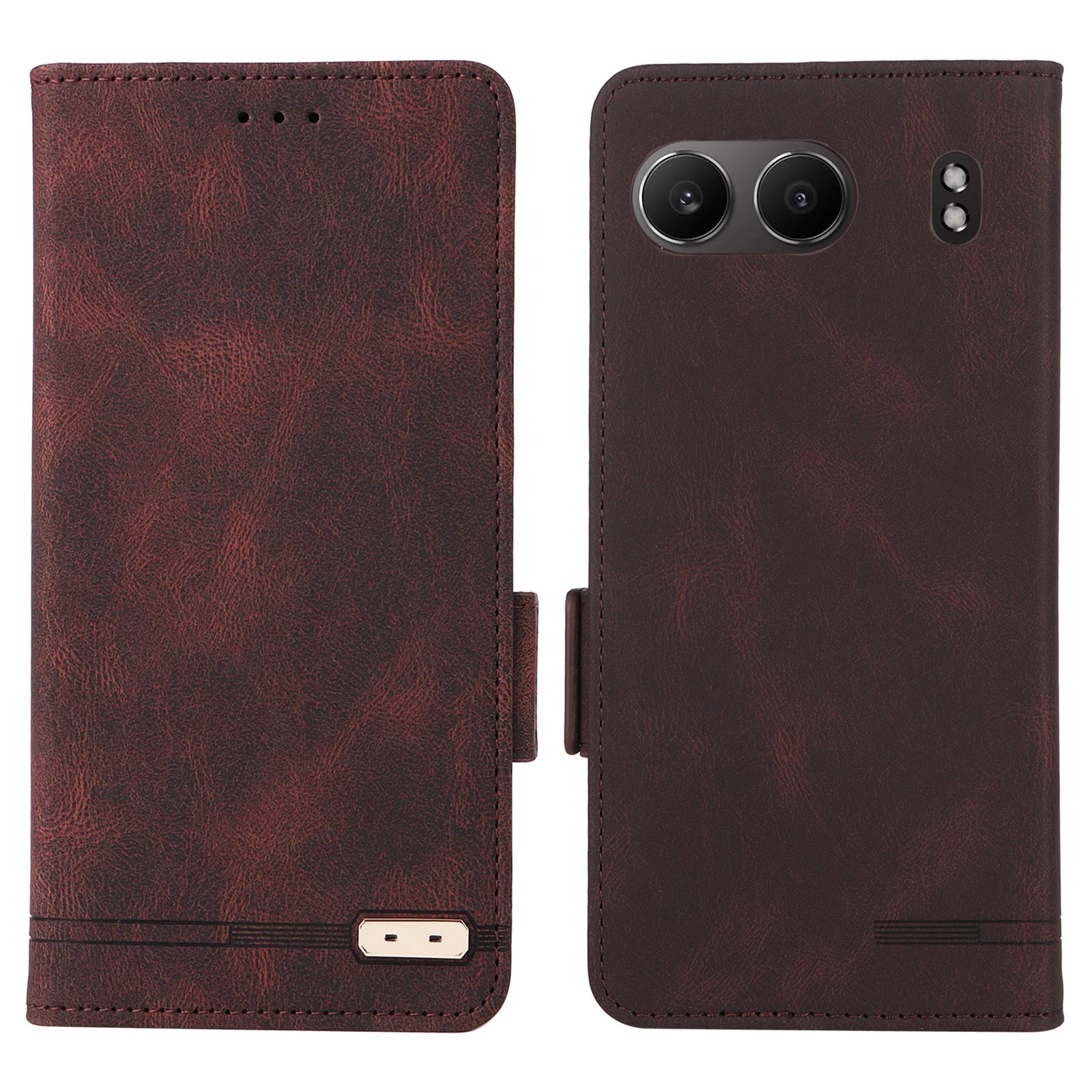 

For OnePlus Nord 4 Case Leather Wallet Flip Phone Cover with Hardware Decor Coffee
