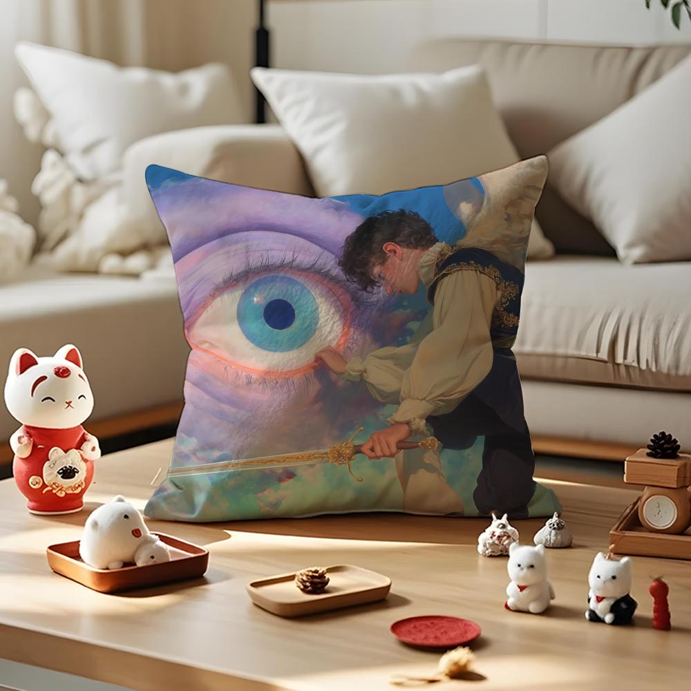 Angel Digital Art Cool Cushion Cover Anti-Dustmite Pillowcase Invisible Zipper Silky Short Plush Sofa Cushion Cover