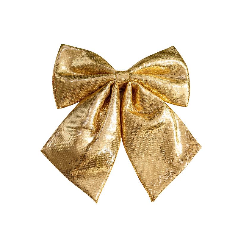 Large Pink and Gold Glitter Christmas Bow Ornament