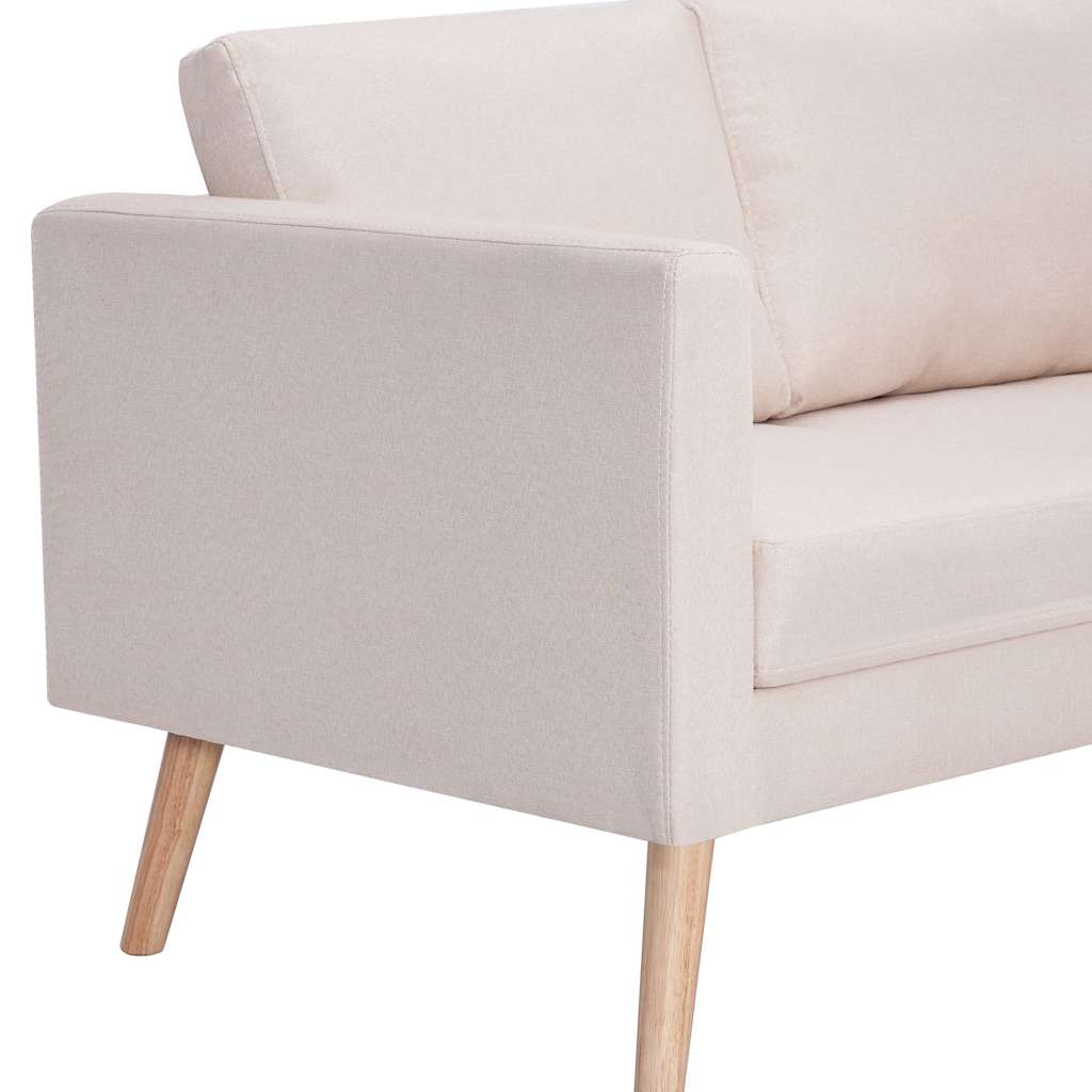 2 Piece Cream White Cream Fabric Sofa Set