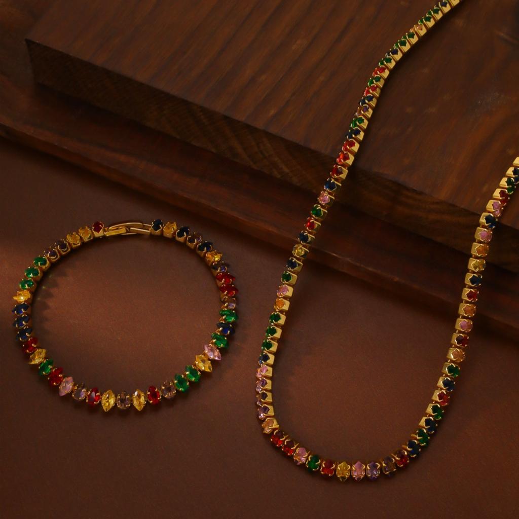 Halskette Damen Bunte Glasierte Schlüsselbein Kette Premium Französische Halskette