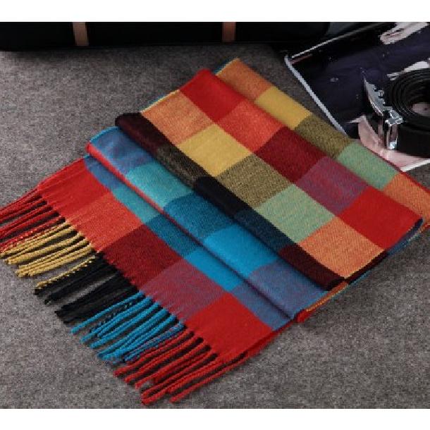 New Atmosphere Imitation Cashmere Plaid Tassel Scarf For Men In Autumn And Winter, With Thickened Velvet And Warm Neck