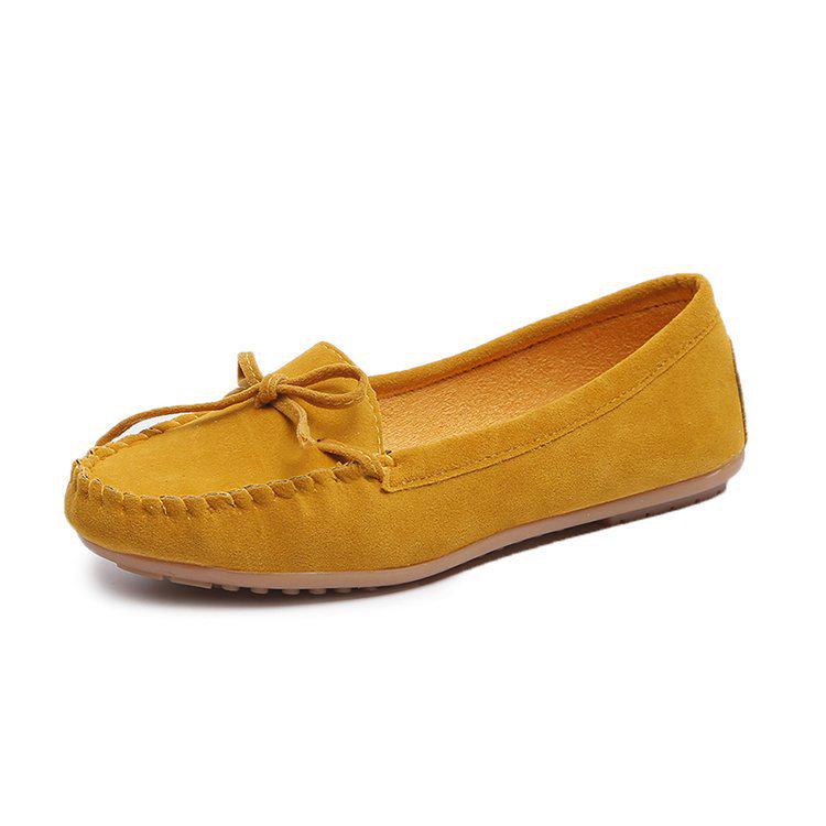 Chaussures Plates Loafers à Nœud pour Femmes, Antidérapantes à Bout Rond à Enfiler, Chaussures Plates Décontractées à Largeur Large pour le Printemps, Grandes Tailles 35-43