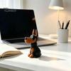 Solid Wood Dog Figurine Doberman Wooden Ornament, Hand Carved Creative Sculpture, Cute Handcrafted Statue for Home Shelf And Entryway Craft