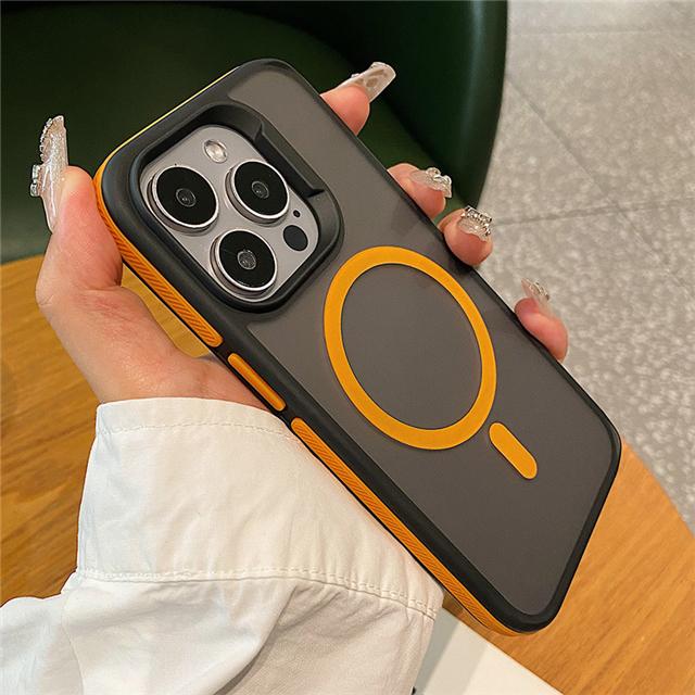 For iPhone 16 Pro Max Luxury Magsafe Magnetic Matte Bicolor Frame Phone Case For iPhone 12 13 14 15 16 Plus Protective Cover