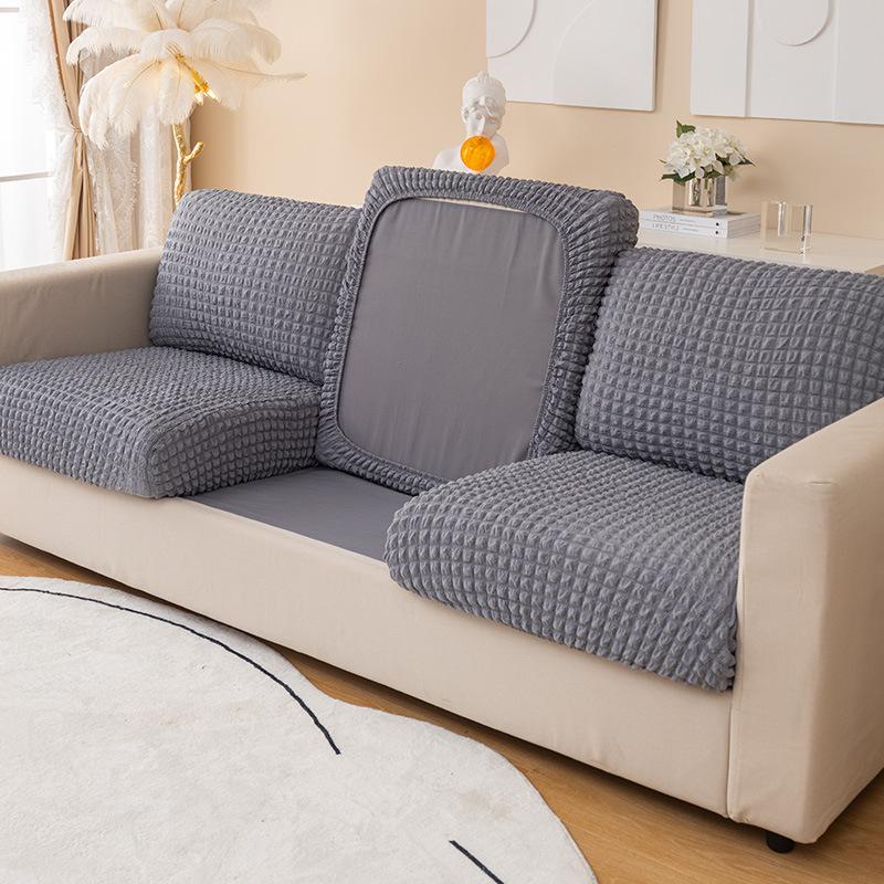 Seersucker New Sofa Cover Fully Inclusive Elastic Back Cover Sofa Cushion Four Seasons Three Positions