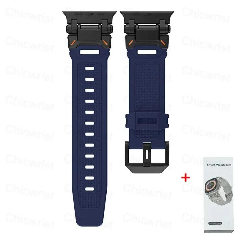 Soft Strap for Apple Watch Ultra 2 Band 49mm 45mm 44mm 42mm Metal Stainless Steel Connector TPU Bracelet Iwatch 9 8 7 6 SE 5 4