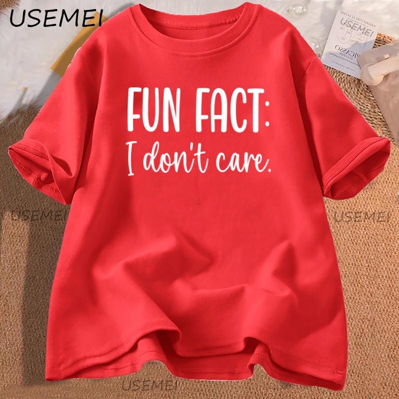 Fun Fact I Dont Care Tshirt Women Ladies Sarcastic Funny TShirt Graphic TShirts Adult Humor Aesthetic Clothes Oversized S