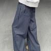 American Retro Blue Striped Wide Leg Jeans Casual Straight Leg Floor Pants Men's Japanese Casual Solid Color Couple