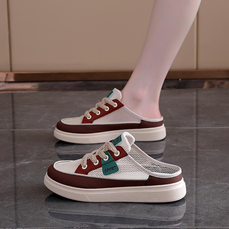 Outer Wear Breathable Semi-cool Slippers Women 2025 Internet Celebrity Korean Version of Versatile Flat Casual Shoes Mesh Women's Shoes KT-283