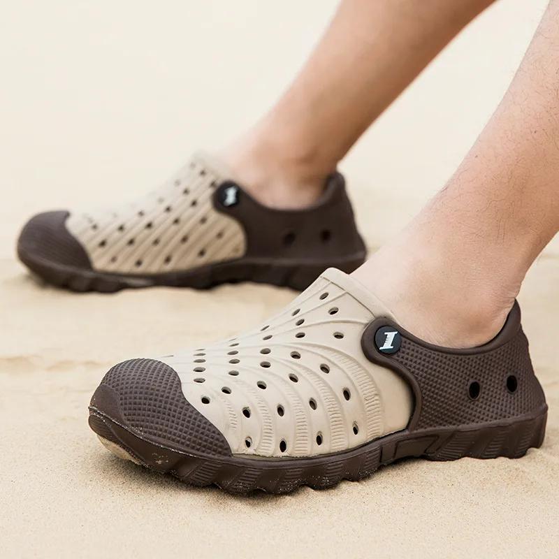 Summer Sports Men's Hollow Sandals Casual Beach Shoes Comfortable Breathable Sandals Comfortable Eva Soft Sole Unisex Slippers